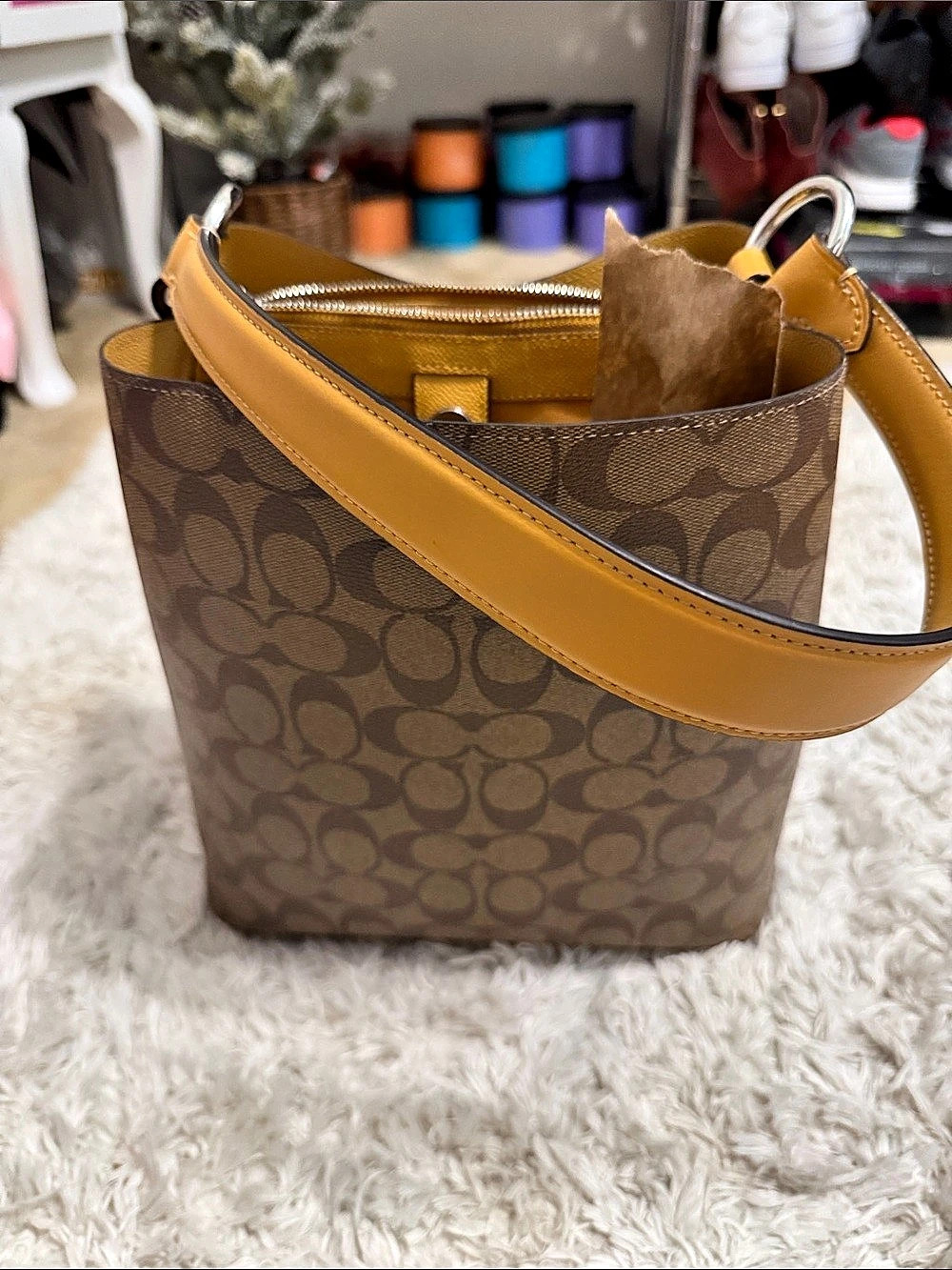 Coach Town Bucket Bag in Signature Canvas Brown & Tan